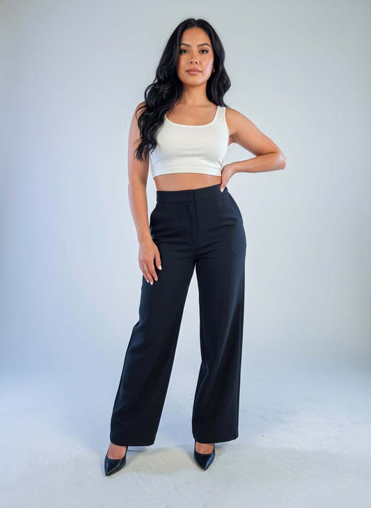 Pantalón de vestir con pretina corte recto