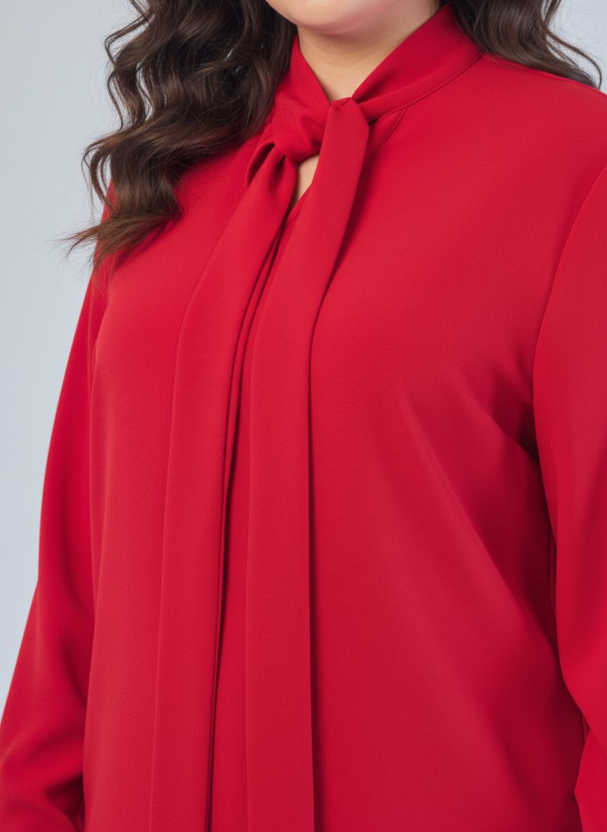Blusa roja extra de vestir con amarre en cuello