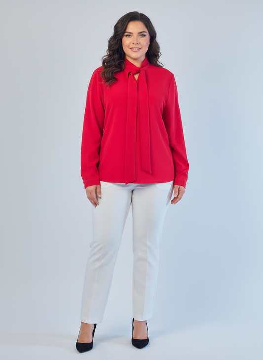 Blusa roja extra de vestir con amarre en cuello