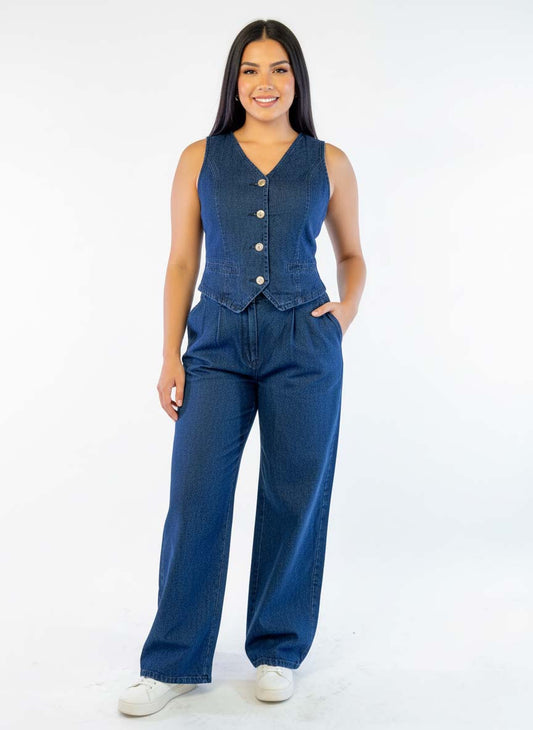 Conjunto de mezclilla de chaleco y pantalón