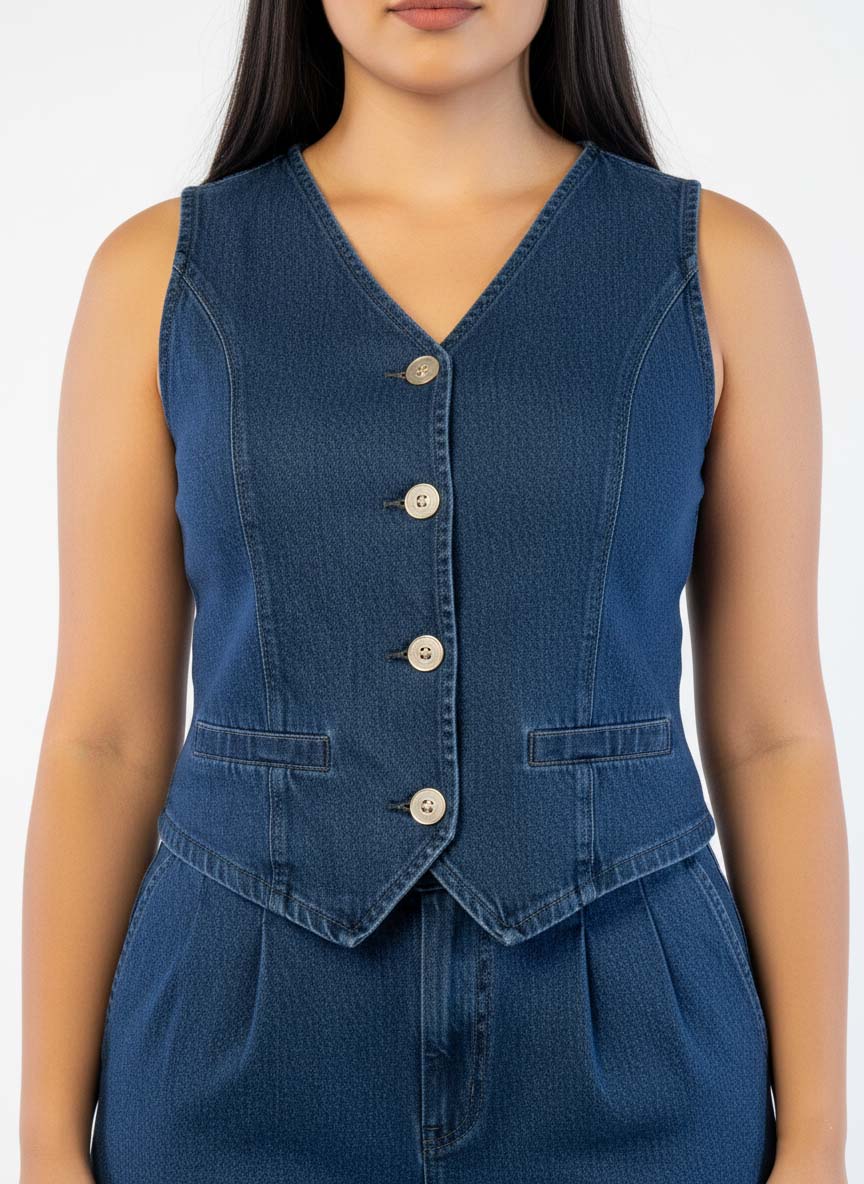 Conjunto de mezclilla de chaleco y pantalón