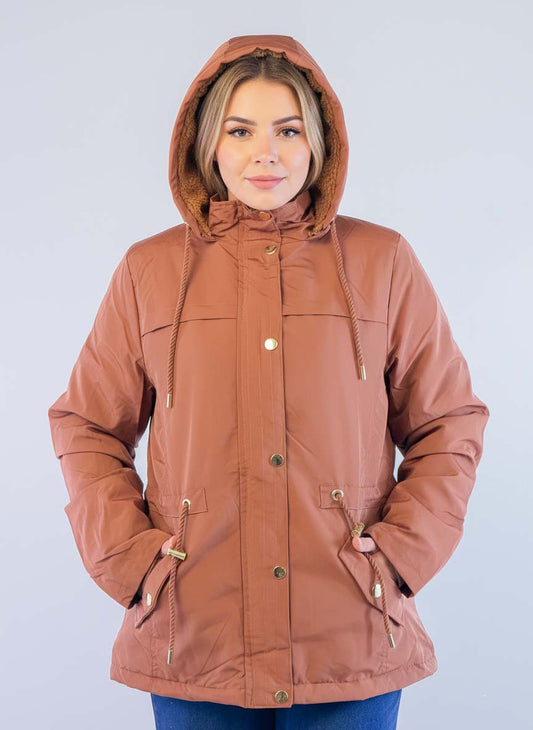 Chamarra cafe tipo rompe vientos calientita