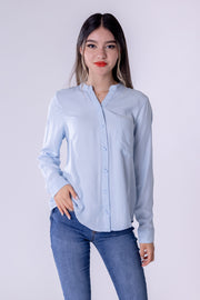 Blusa sencilla cuello V de mangas largas