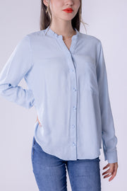 Blusa sencilla cuello V de mangas largas