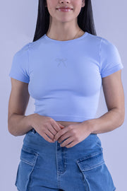 Crop top azul con