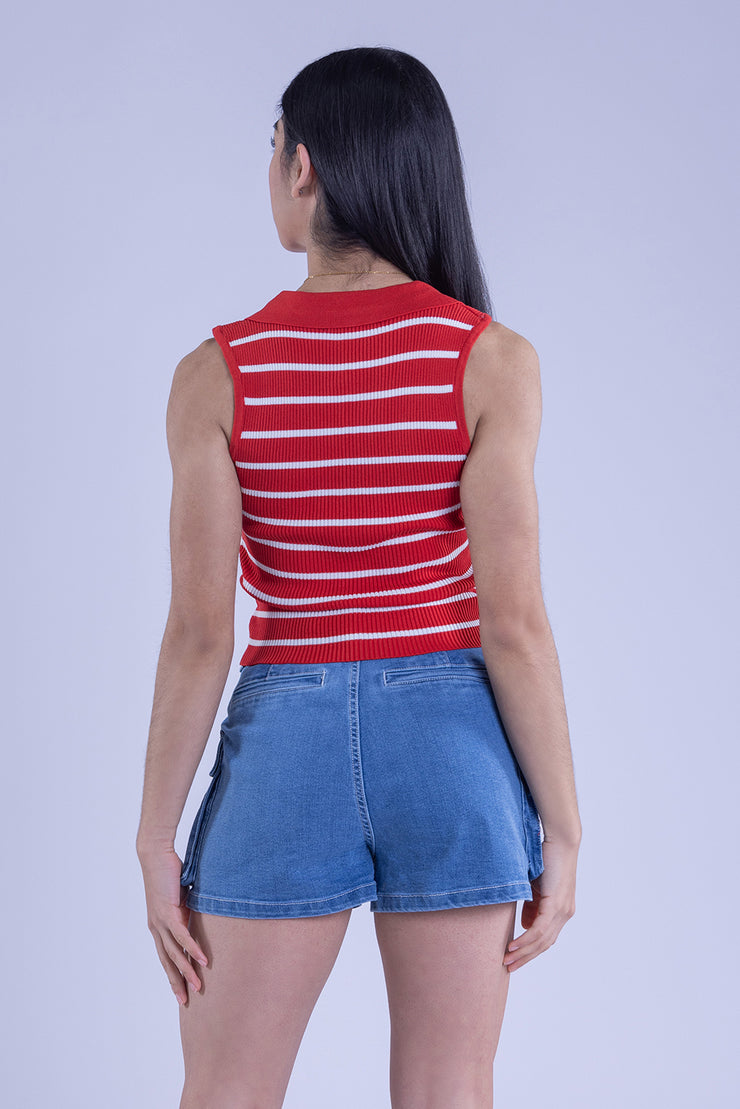 Blusa roja a rayas