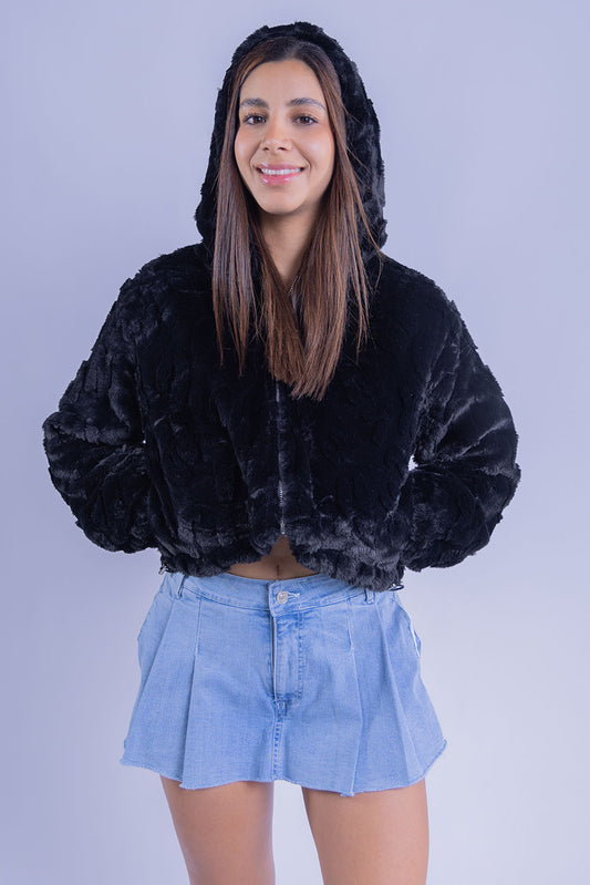 Chamarra de peluche negra