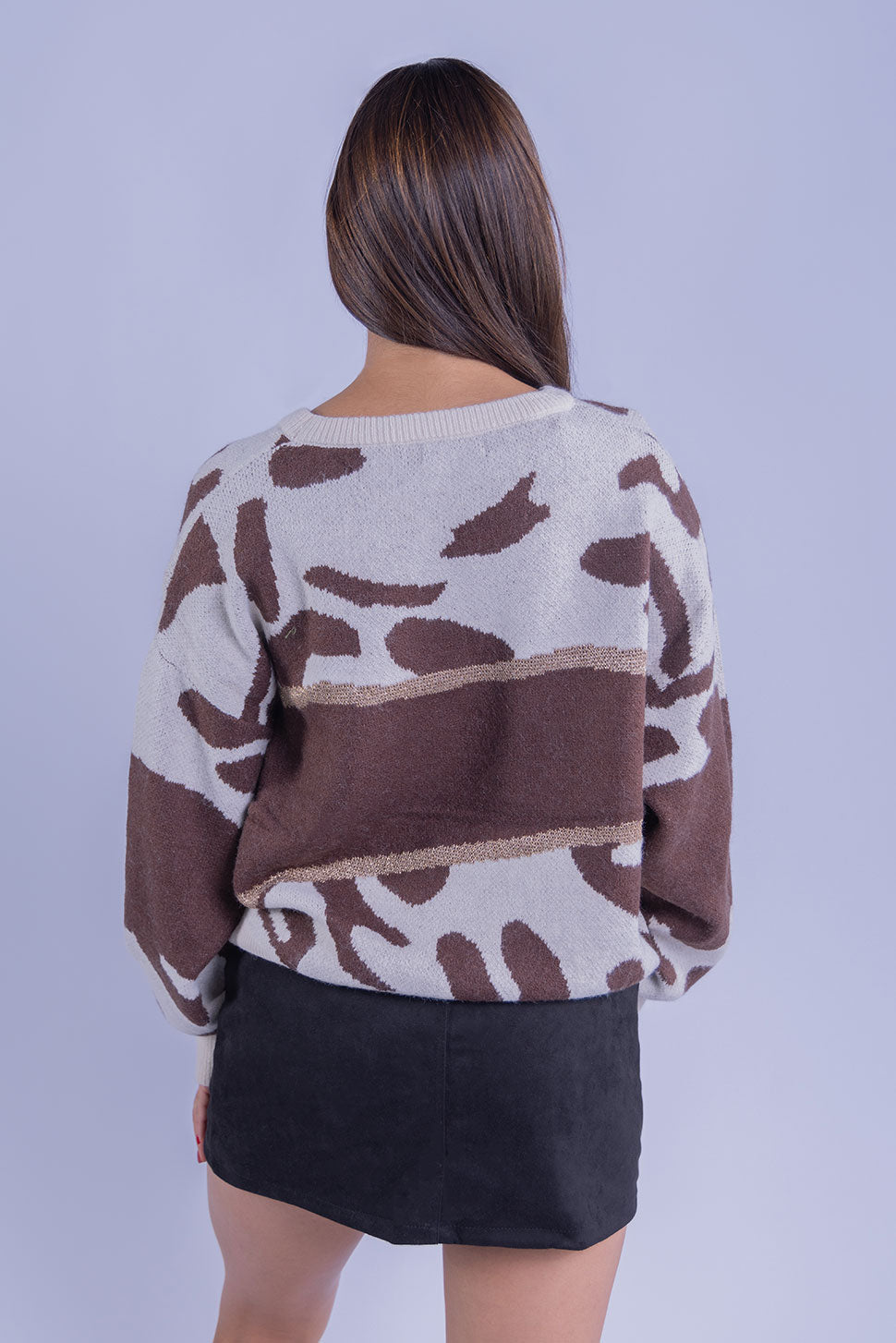 Suéter animal print cafe y beige