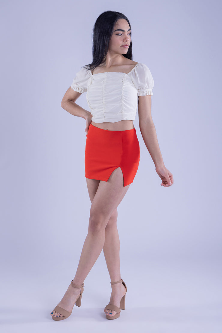 Minifalda naranja con abertura