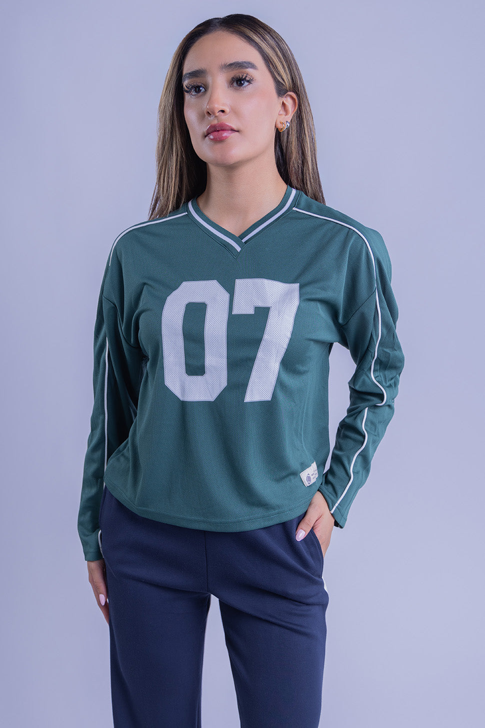 Blusa verde tipo jersey