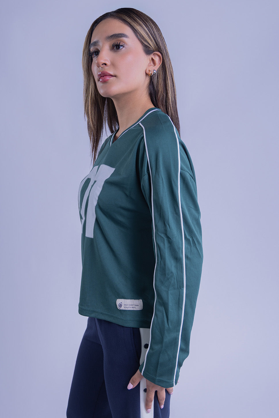 Blusa verde tipo jersey