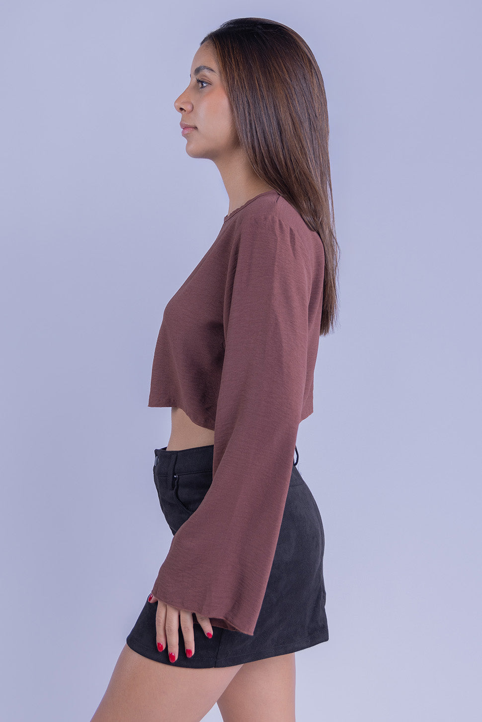 Crop top cafe manga larga amplia