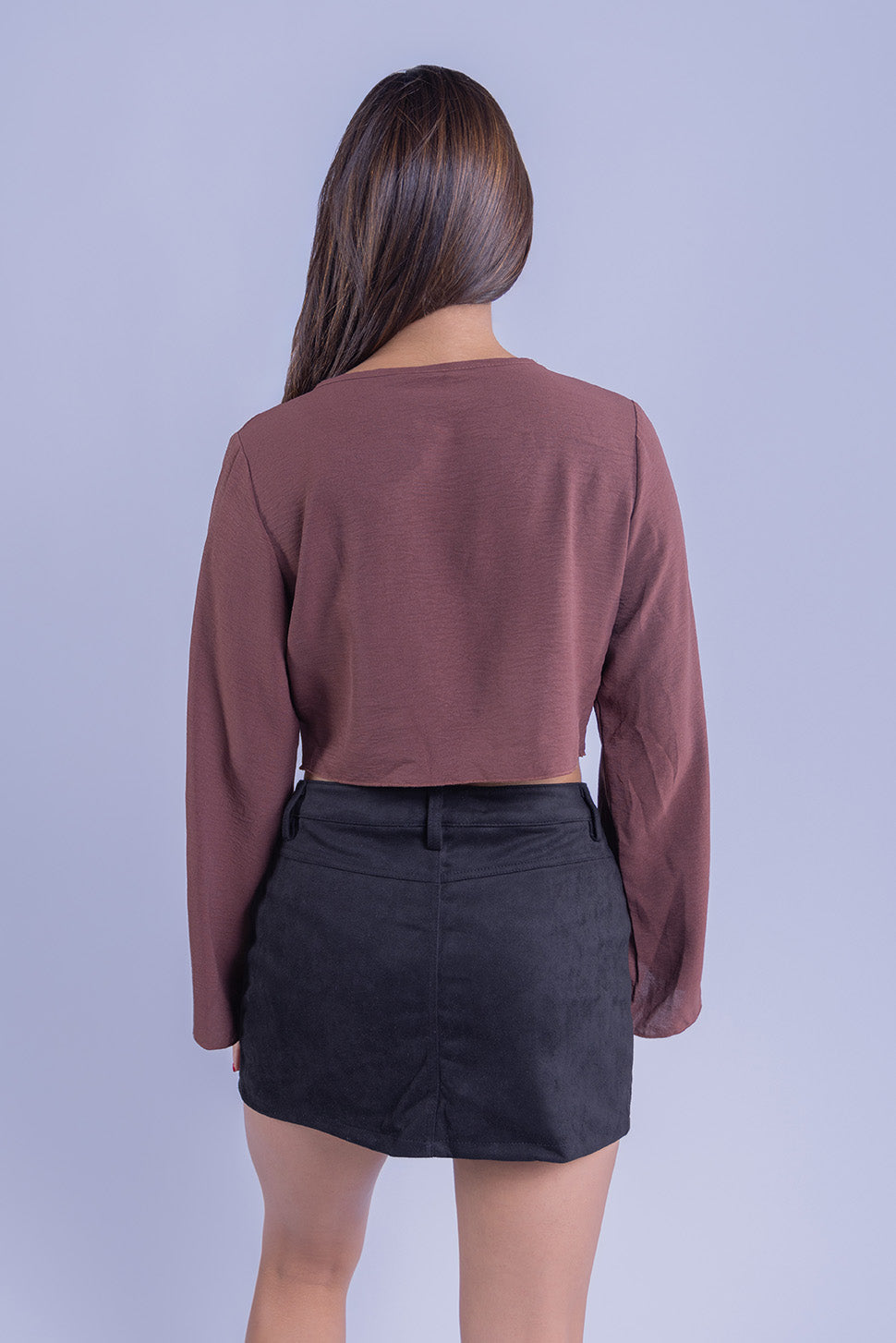 Crop top cafe manga larga amplia