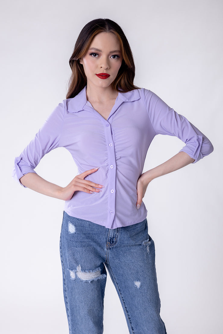 Blusa plisada tipo camisa