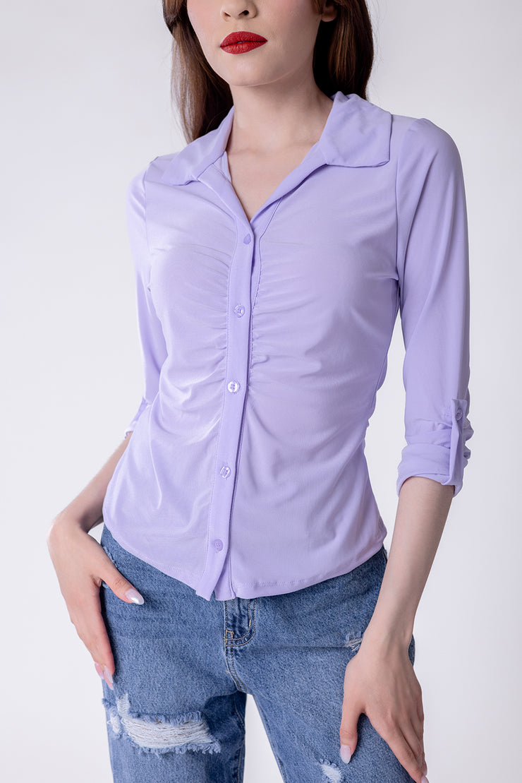 Blusa plisada tipo camisa