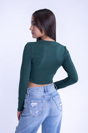 Crop top verde con estampado rockero