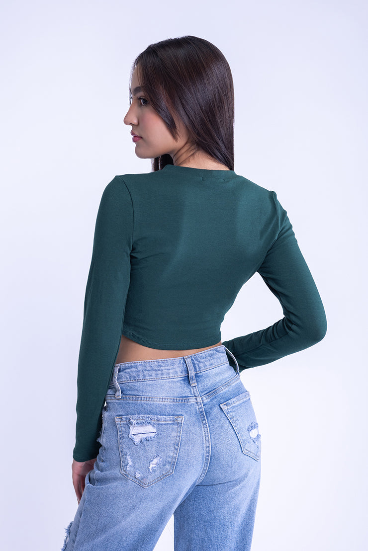 Crop top verde con estampado rockero