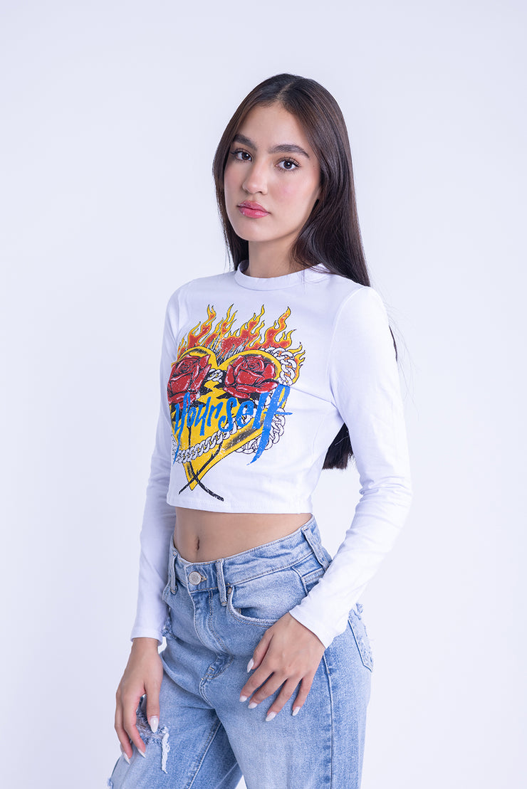 Crop top estampado rockero