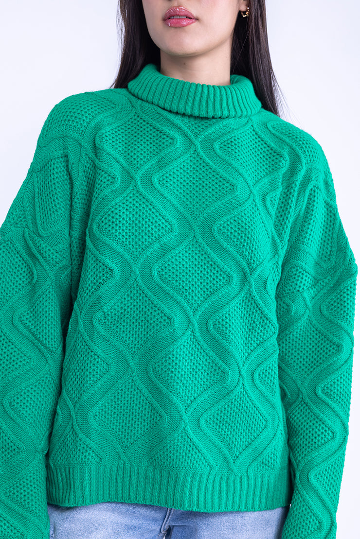 Suéter verde con diseño tejido de rombos