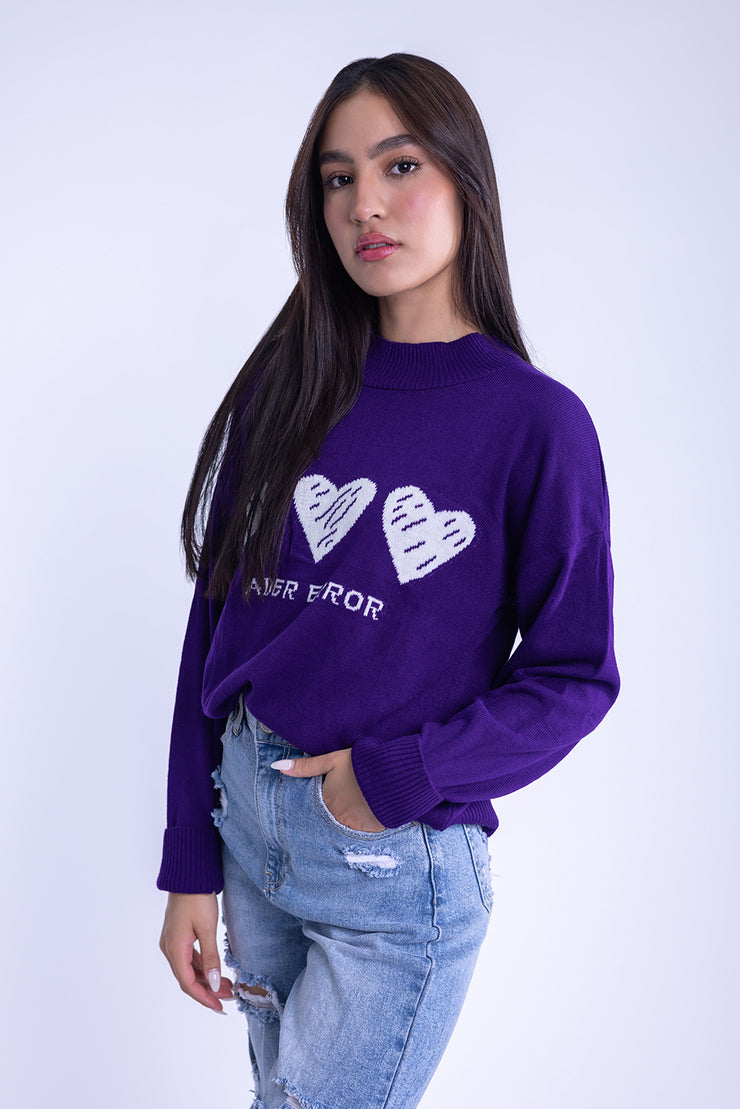 Suéter con corazones en pecho
