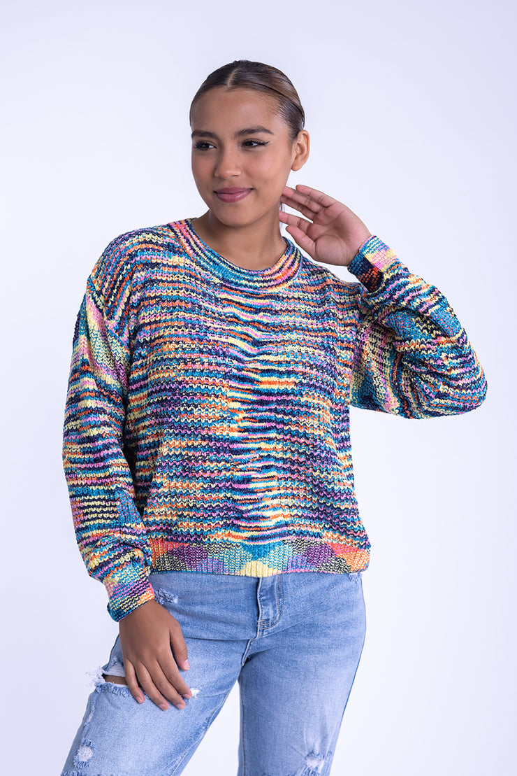 Suéter multicolor tejido