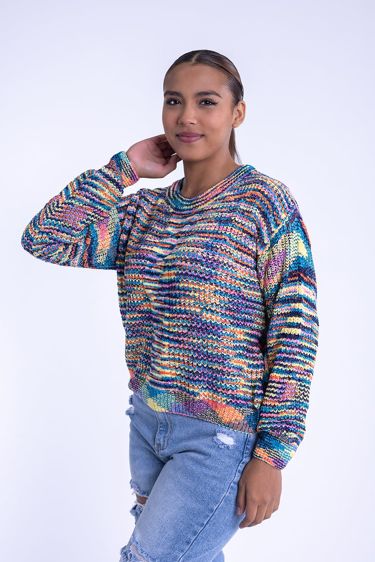 Suéter multicolor tejido