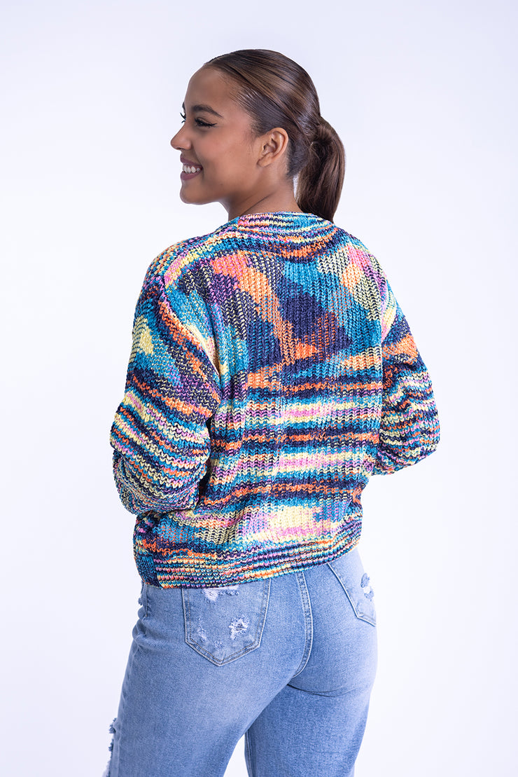 Suéter multicolor tejido