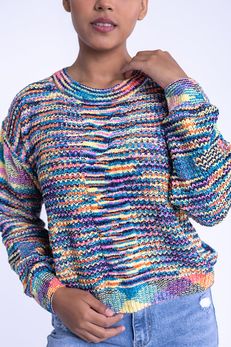 Suéter multicolor tejido