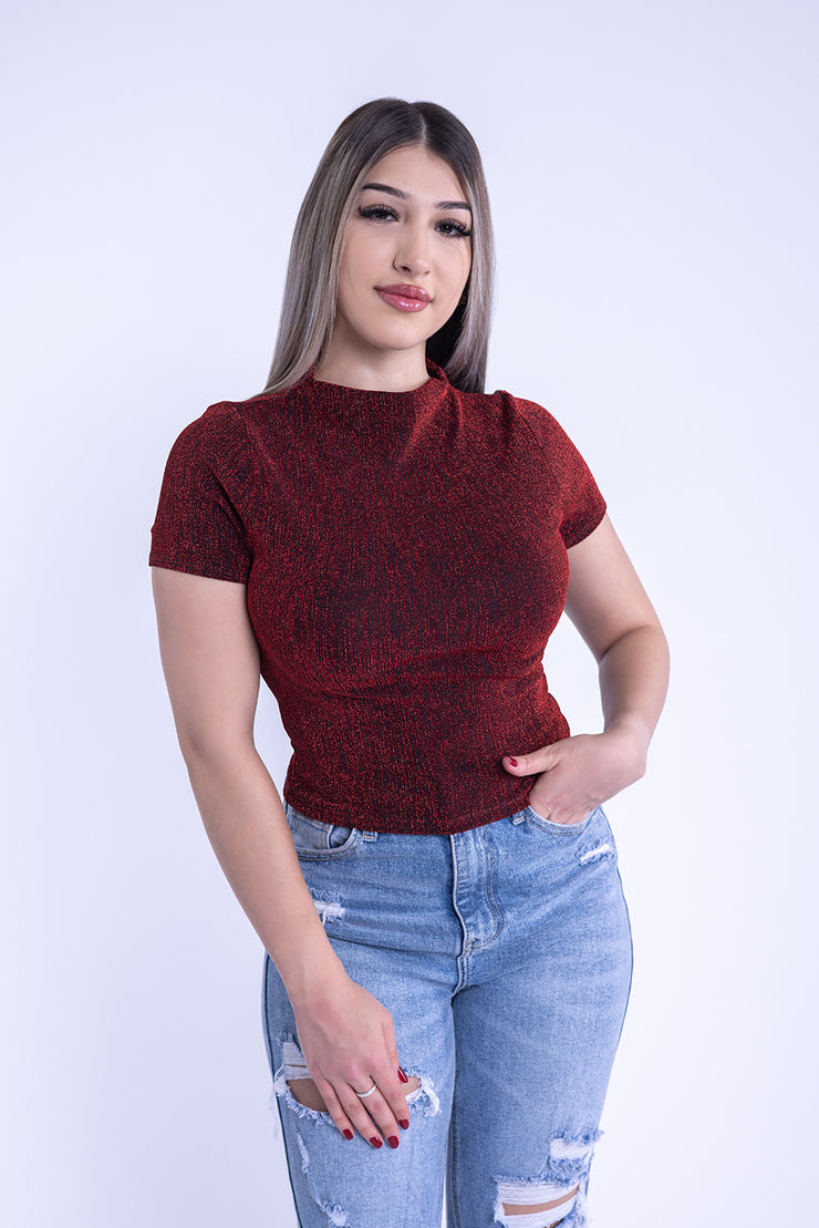 Top de manga corta de hilo lurex