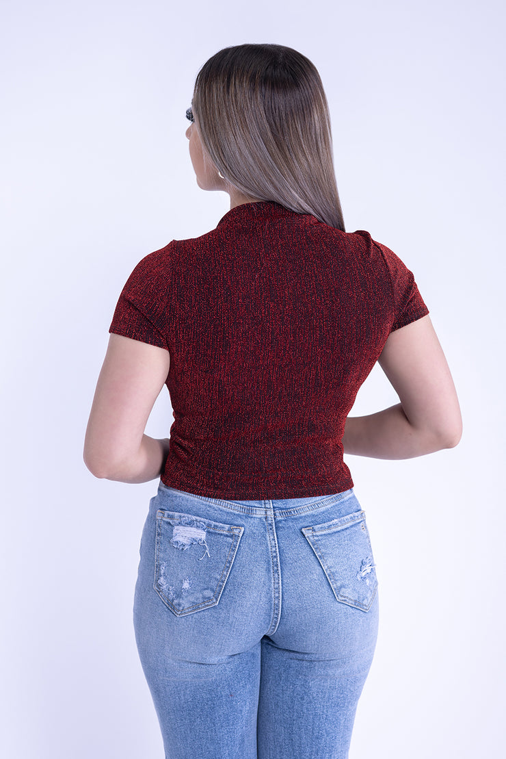 Top de manga corta de hilo lurex
