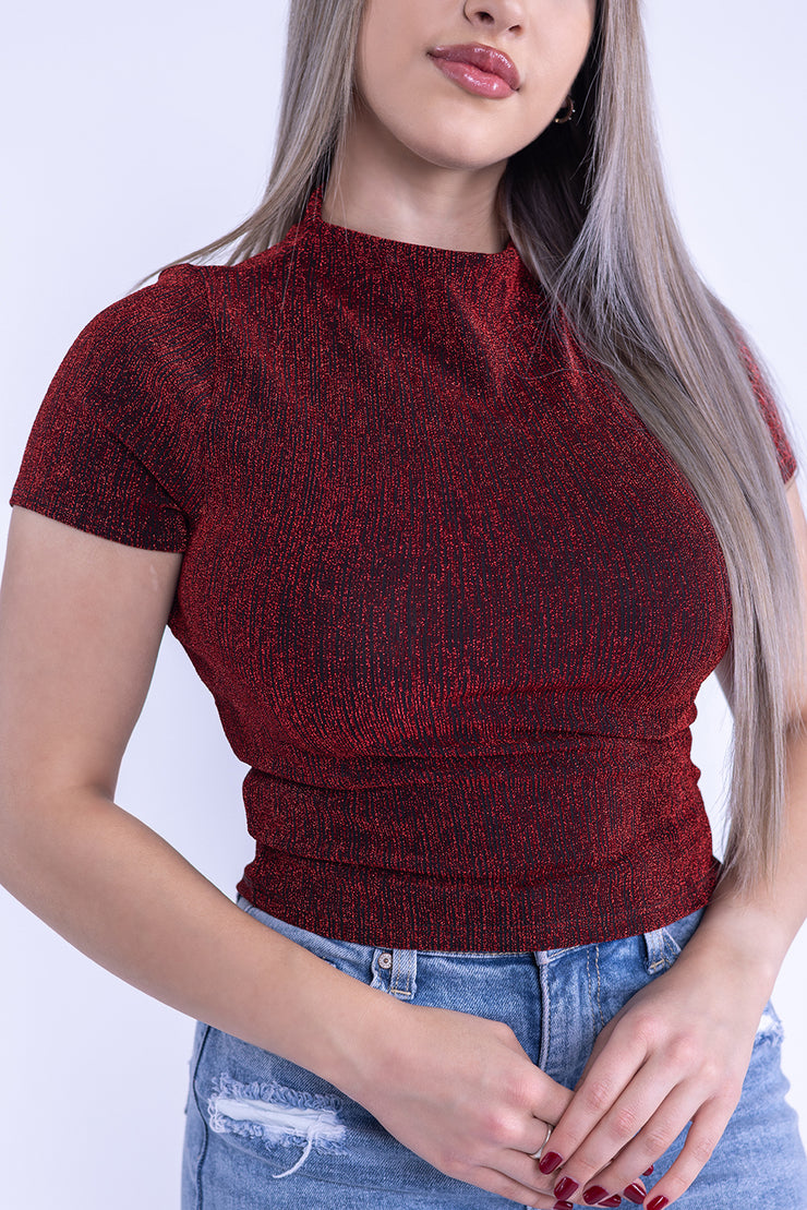 Top de manga corta de hilo lurex