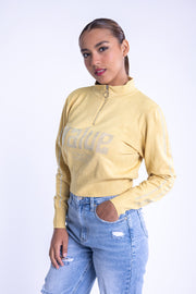 Sudadera amarilla con ziper y destellos