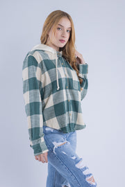 Camisola cuadriculada con capucha