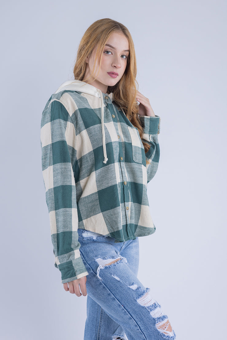 Camisola cuadriculada con capucha