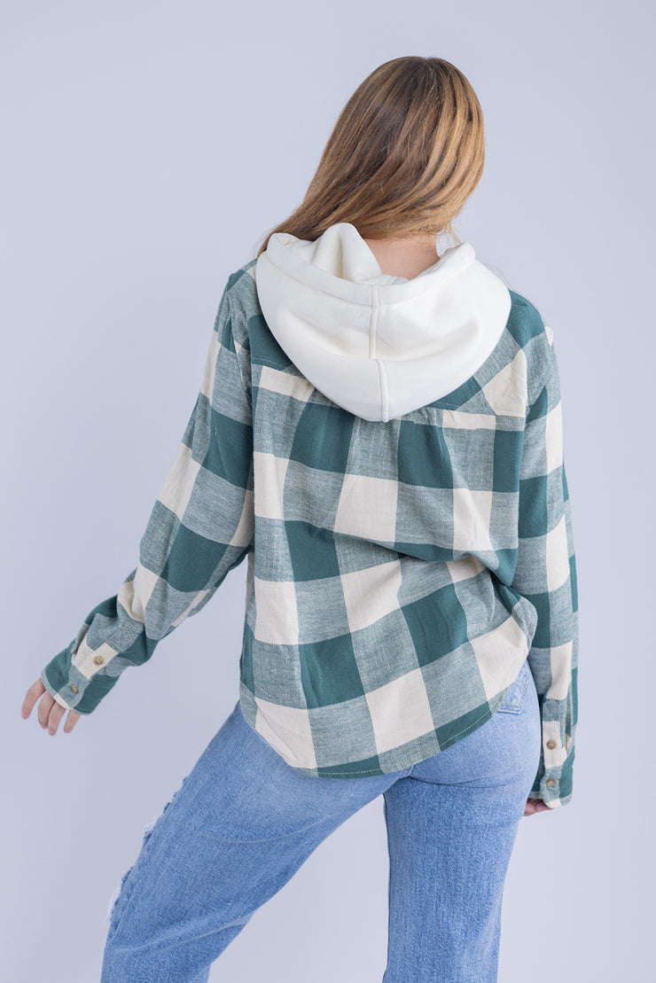 Camisola cuadriculada con capucha