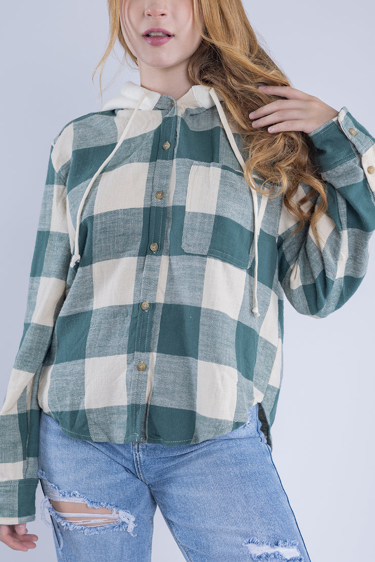 Camisola cuadriculada con capucha