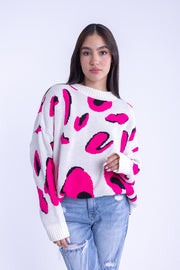 Suéter oversize tipo animal print