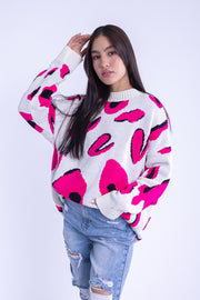 Suéter oversize tipo animal print