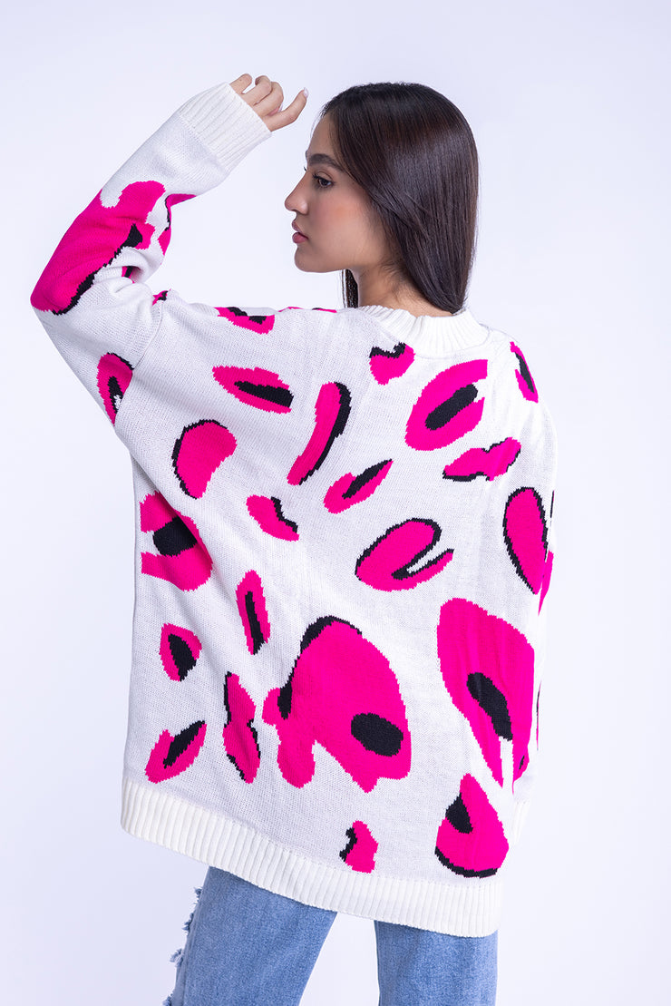 Suéter oversize tipo animal print