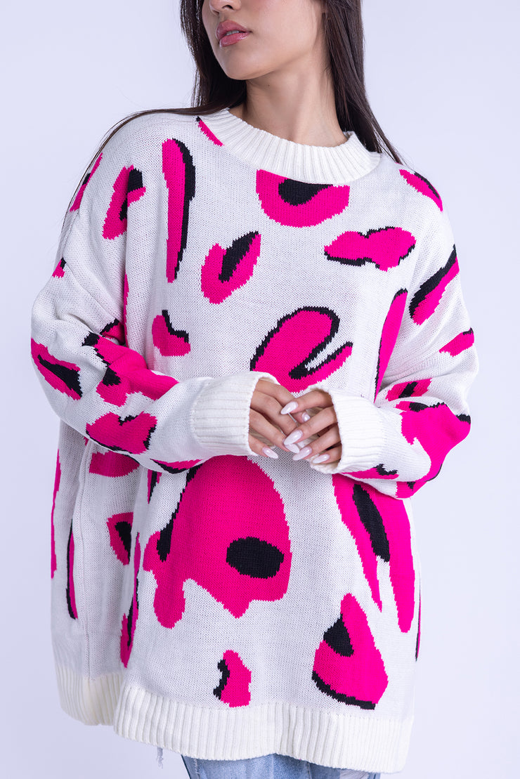 Suéter oversize tipo animal print