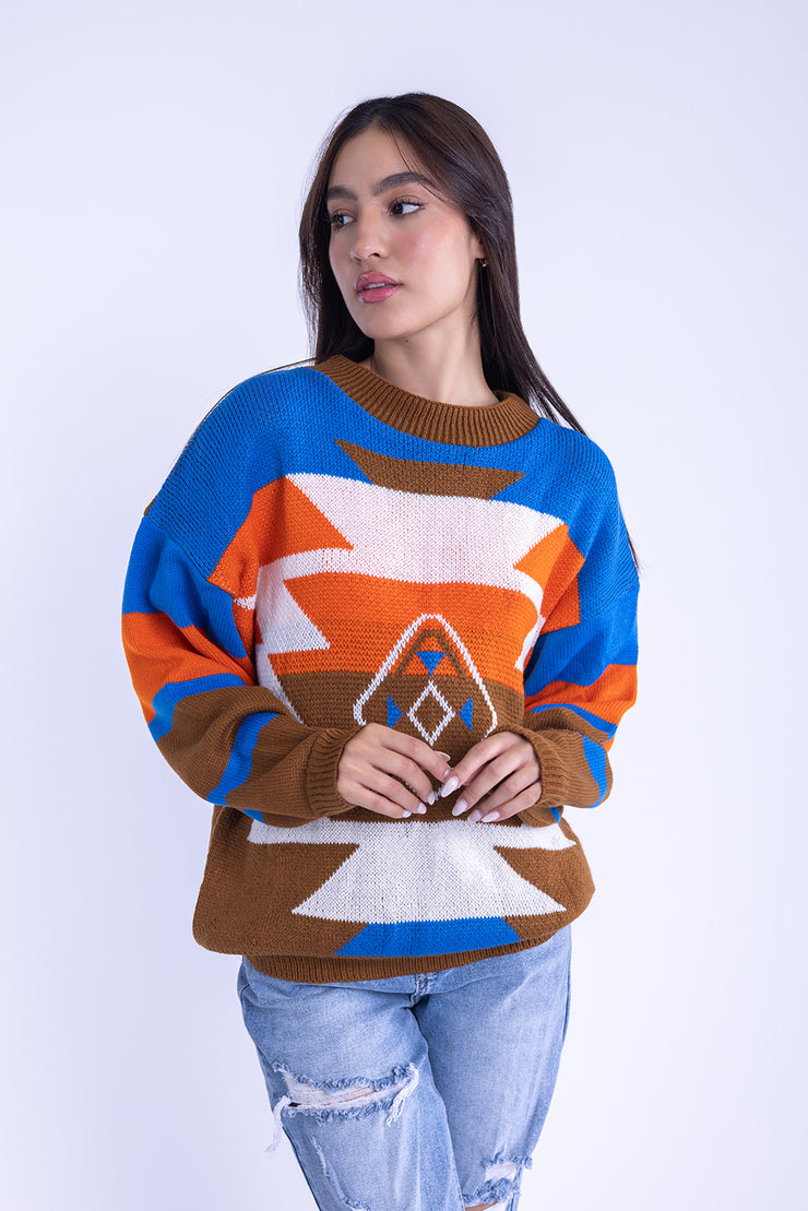 Suéter con estampado hippie