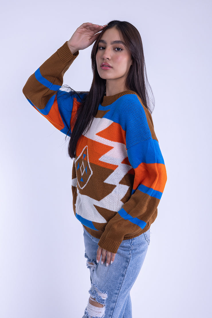 Suéter con estampado hippie