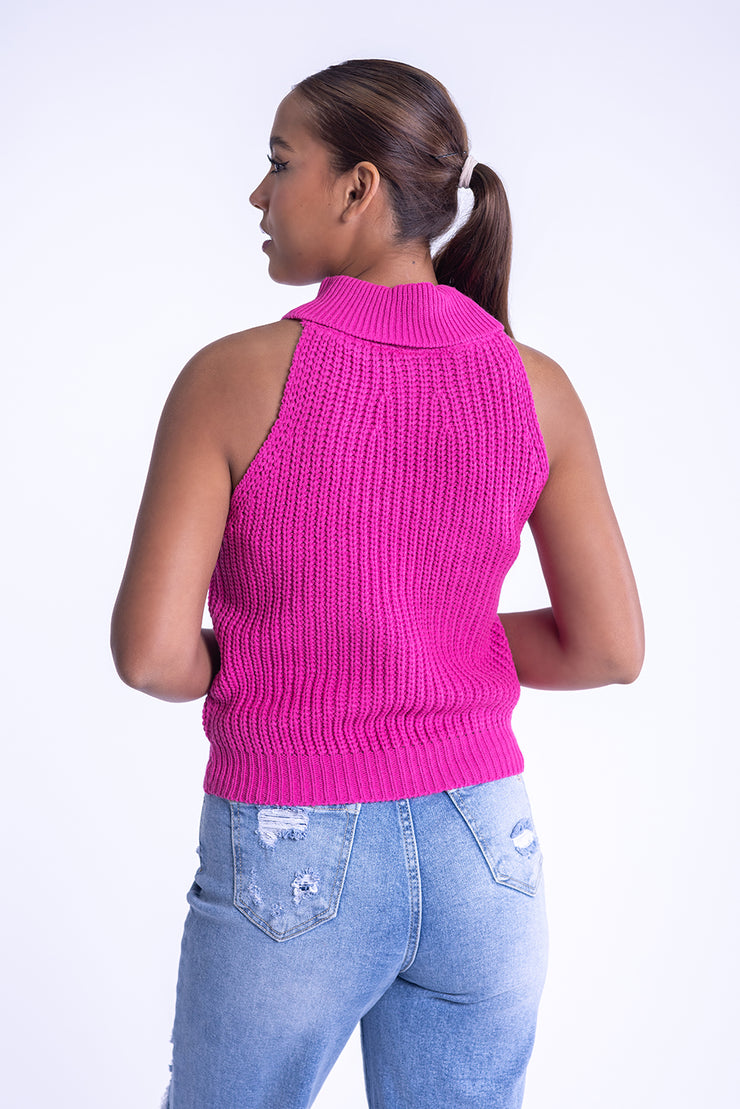 Top tipo halter tejido