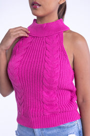 Top tipo halter tejido