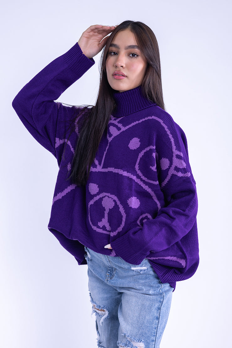 Suéter morado oversize estampado osos