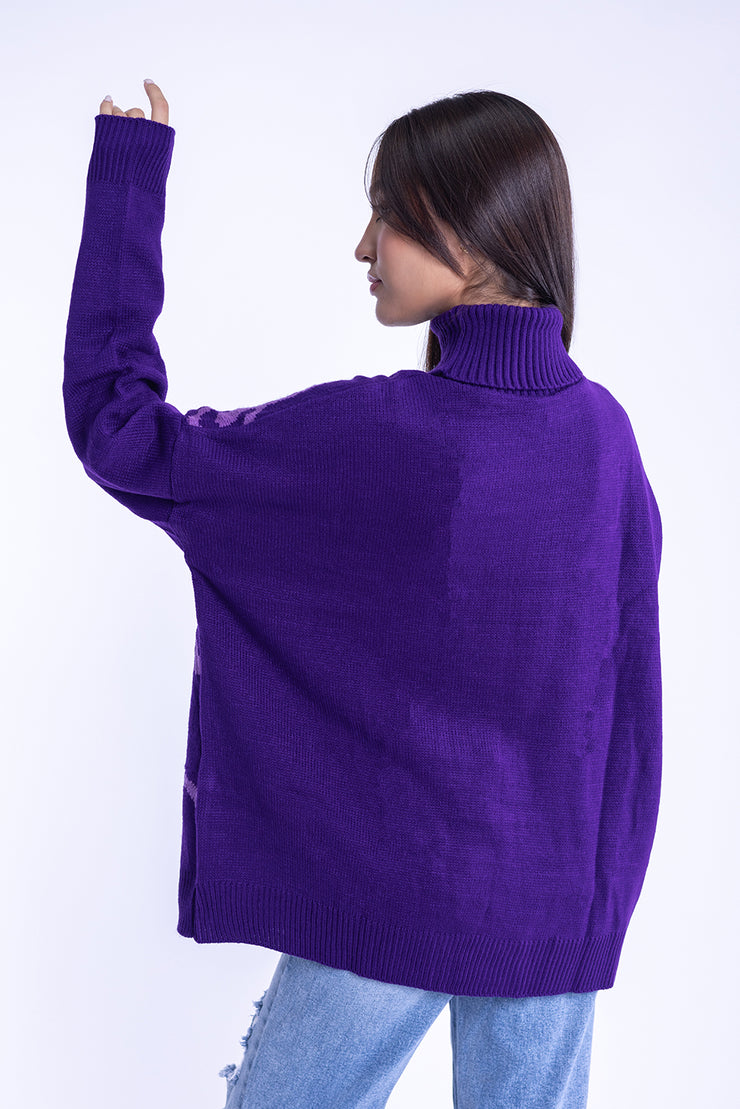 Suéter morado oversize estampado osos