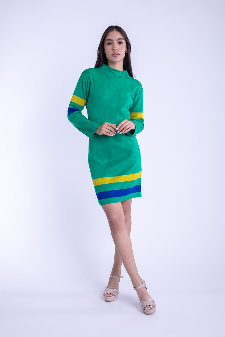 Vestido tipo suéter con franjas