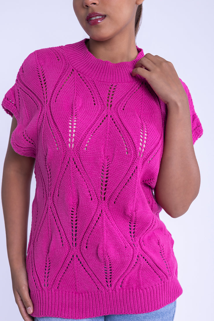 Chaleco rosa perforado oversize