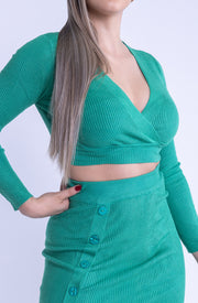 Conjunto verde de blusa y falda
