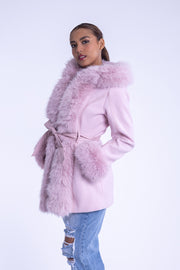 Saco rosa con peluche